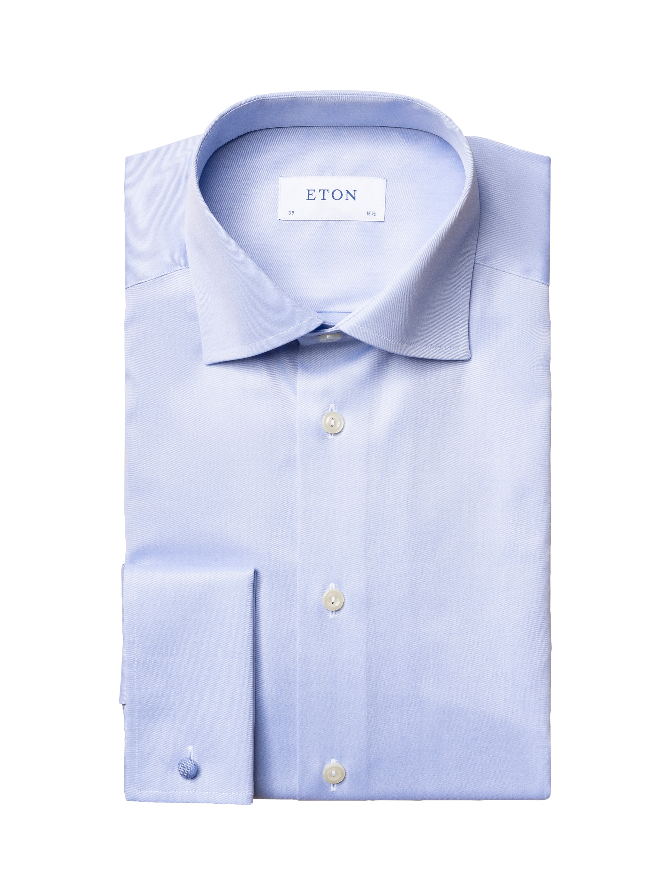 Product image 8 of 8, which shows Eton Cotton Twill Regular Fit Cutaway Collar Shirt, Light Blue, 15
