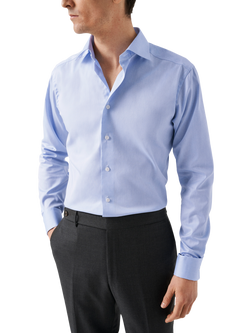 Eton Cotton Twill Slim Fit Cutaway Collar Shirt, Light Blue, Light Blue