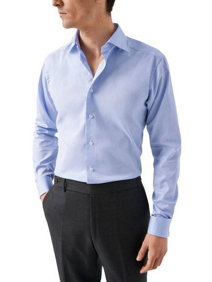 Eton Cotton Twill Slim Fit Cutaway Collar Shirt, Light Blue, Light Blue