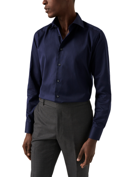 Eton Cotton Twill Regular Fit Shirt, Navy