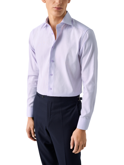 Eton Cotton Twill Slim Fit Dogtooth Shirt, Purple, Purple