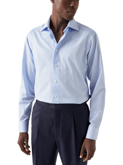Eton Cotton Twill Slim Fit Stripe Shirt, Light Blue