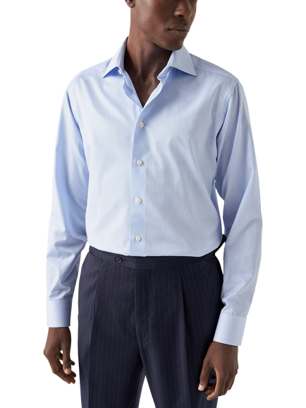 Eton Cotton Twill Slim Fit Stripe Shirt, Light Blue