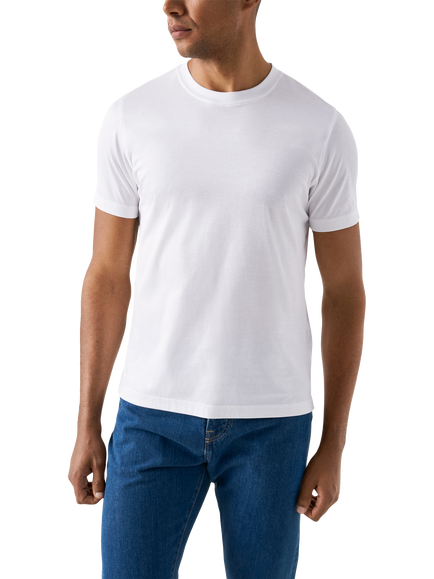 Eton Cotton Regular Fit Short Sleeve Casual T-Shirt, White, White