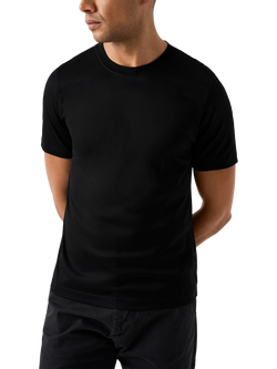 Eton Cotton Regular Fit Short Sleeve Casual T-Shirt, Black