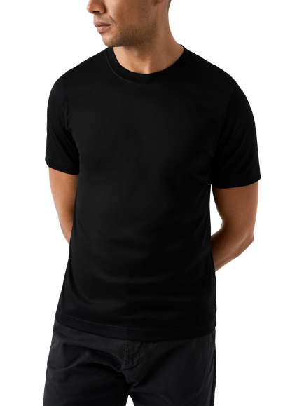 Eton Cotton Regular Fit Short Sleeve Casual T-Shirt, Black
