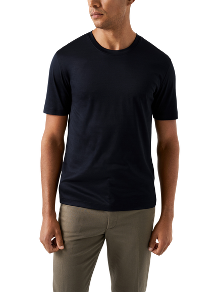 Eton Cotton Regular Fit Short Sleeve Casual T-Shirt, Navy, Navy