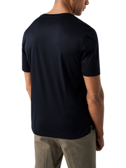 Eton Cotton Regular Fit Short Sleeve Casual T-Shirt, Navy - view 2, Navy