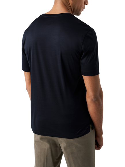Eton Cotton Regular Fit Short Sleeve Casual T-Shirt, Navy - view 2, Navy
