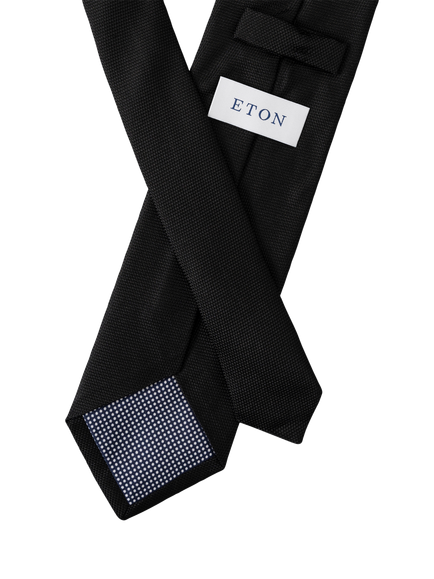 Eton Silk Basketweave Tie - view 2, Black