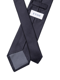Eton Silk Basketweave Tie - view 2, Navy Blue