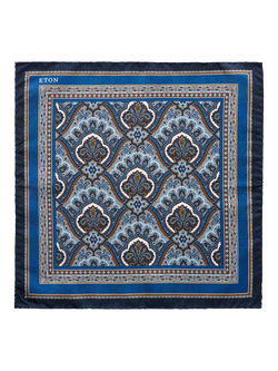 Eton Silk Paisley Pocket Square, Blue
