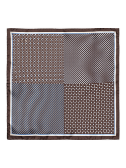 Eton Silk Check Pocket Square, Brown