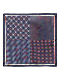 Eton Silk Check Pocket Square, Dark Blue