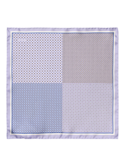 Eton Silk Check Pocket Square, Light Purple