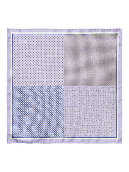 Eton Silk Check Pocket Square, Light Purple
