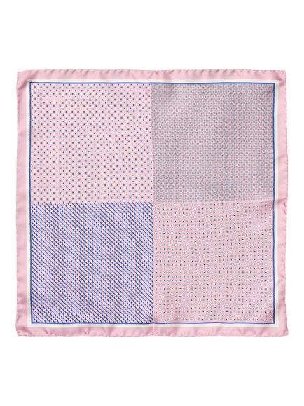 Eton Silk Check Pocket Square, Pink