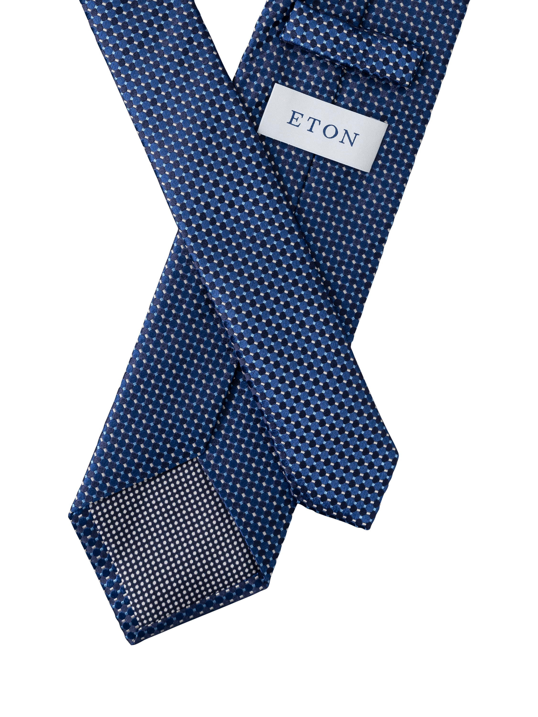 Product image 2 of 4, which shows Eton Geometric Silk Tie, Navy Blue
