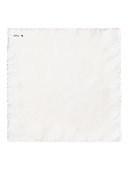 Eton Silk Pocket Square, White, White