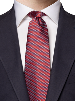 Eton Woven Silk Tie - view 2, Dark Red