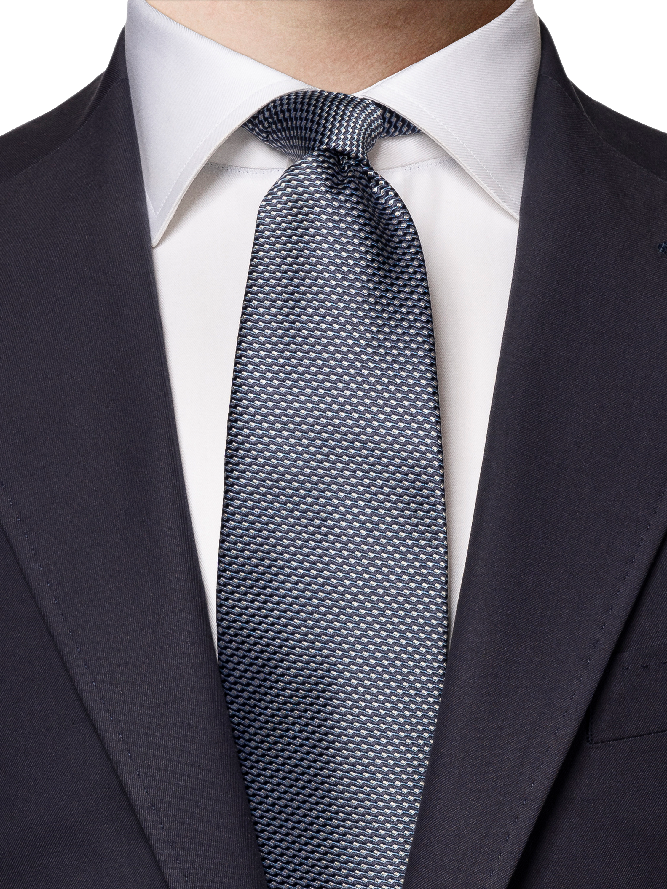 Product image 2 of 2, which shows Eton Woven Silk Tie, Navy Blue