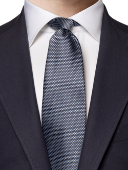 Eton Woven Silk Tie - view 2, Navy Blue