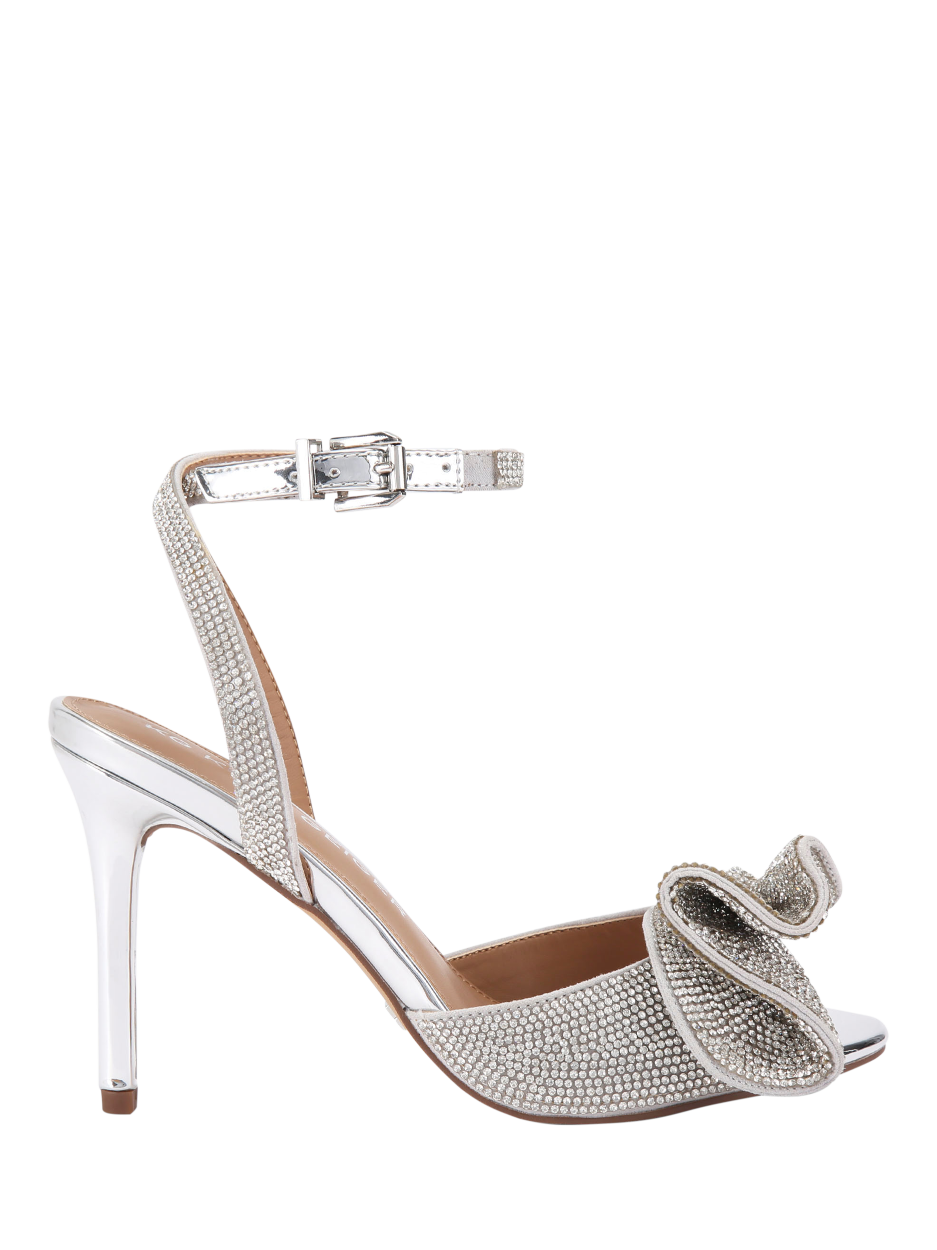 Product image 1 of 5, which shows KG Kurt Geiger Allegra Embellished Stiletto Heel Sandals, Silver, 3