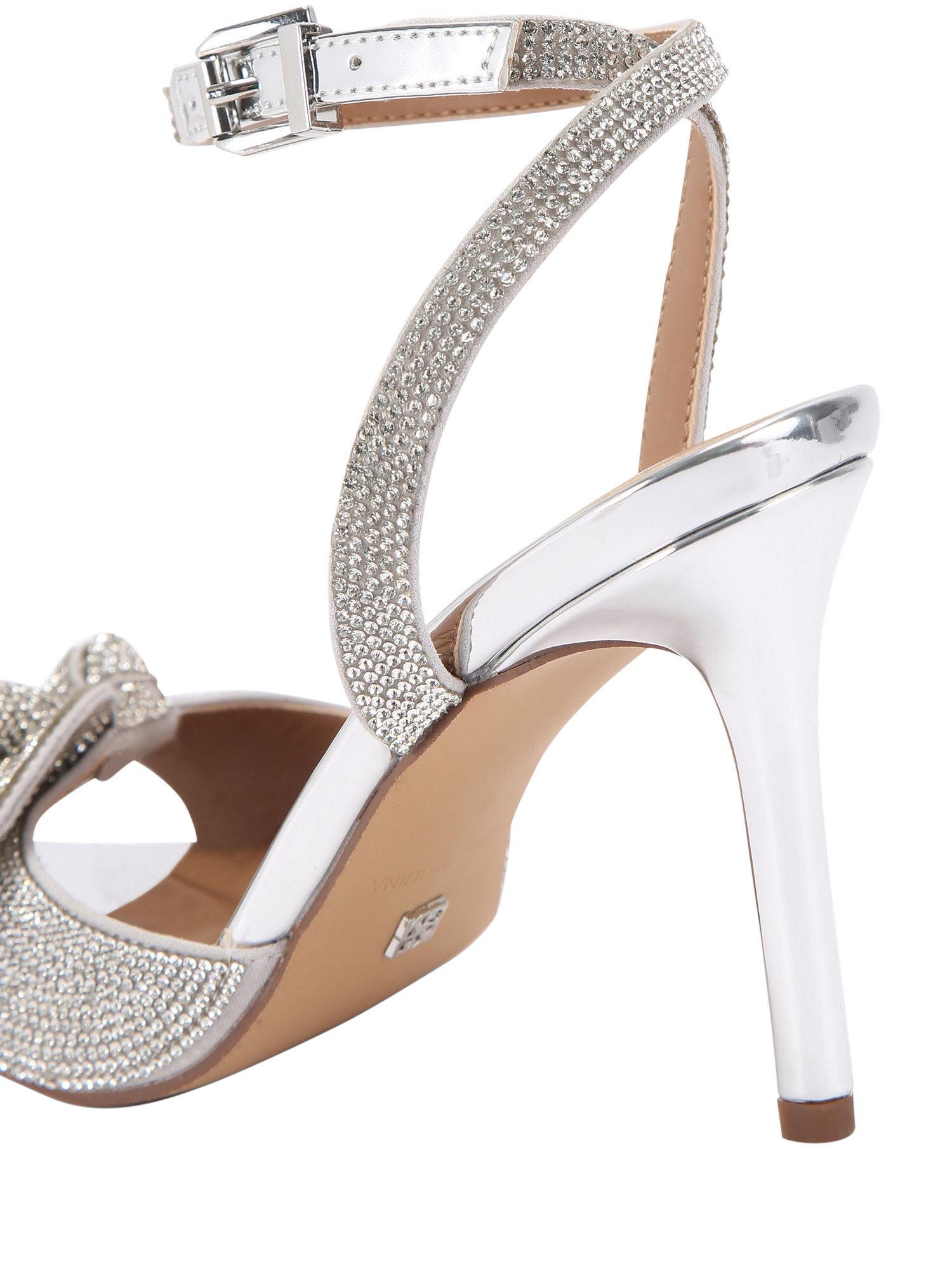 Product image 4 of 5, which shows KG Kurt Geiger Allegra Embellished Stiletto Heel Sandals, Silver, 3