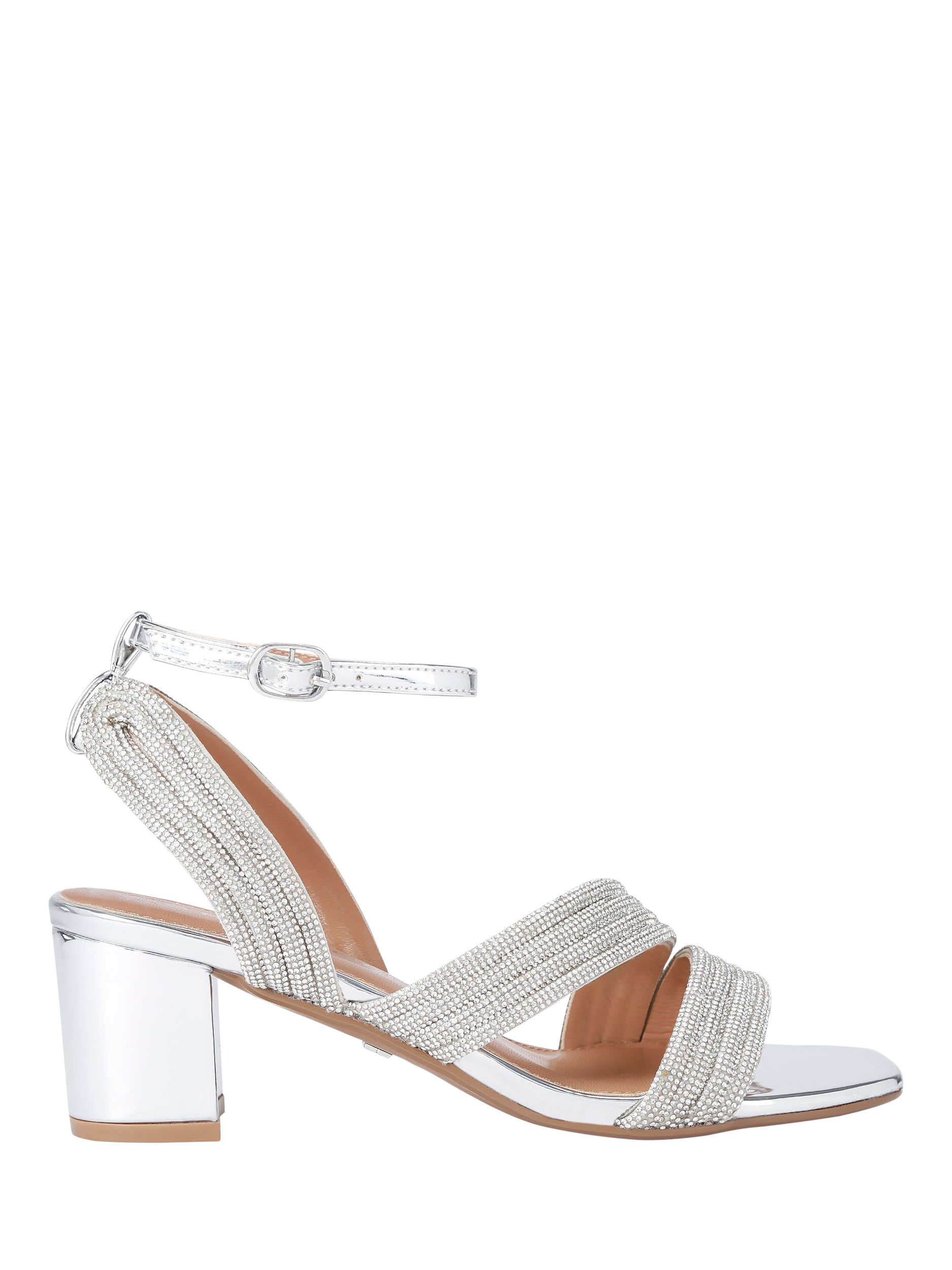 Product image 1 of 5, which shows KG Kurt Geiger Astrid Embellished Sandals, Silver, 3