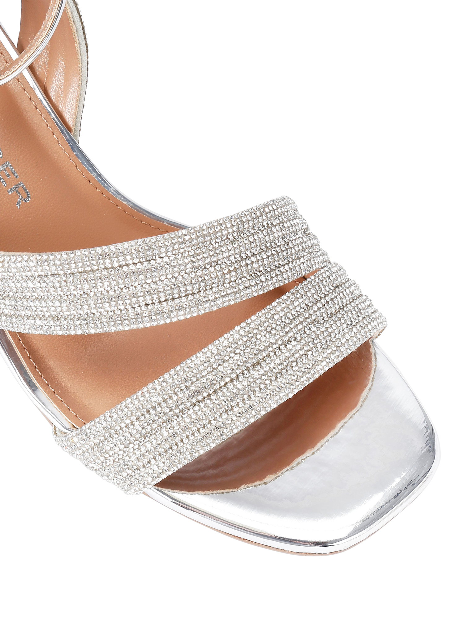 Product image 5 of 5, which shows KG Kurt Geiger Astrid Embellished Sandals, Silver, 3