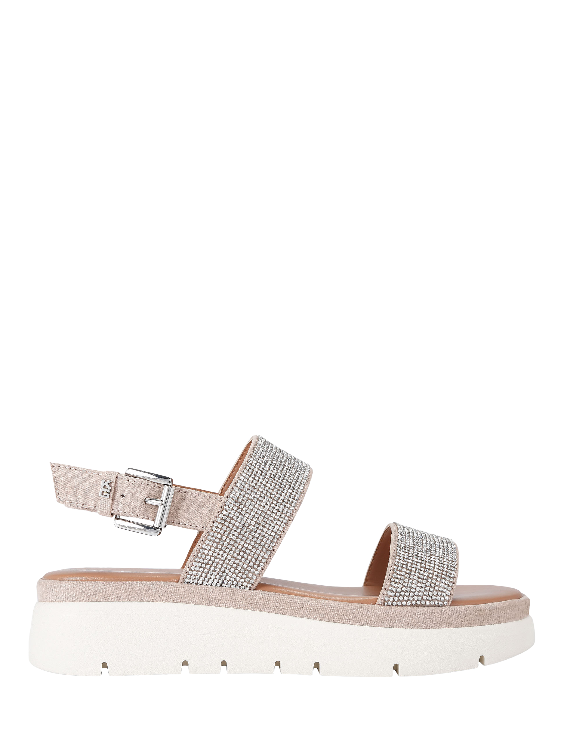 Product image 1 of 4, which shows KG Kurt Geiger Daisy Gem Footbed Sandals, Silver, 3