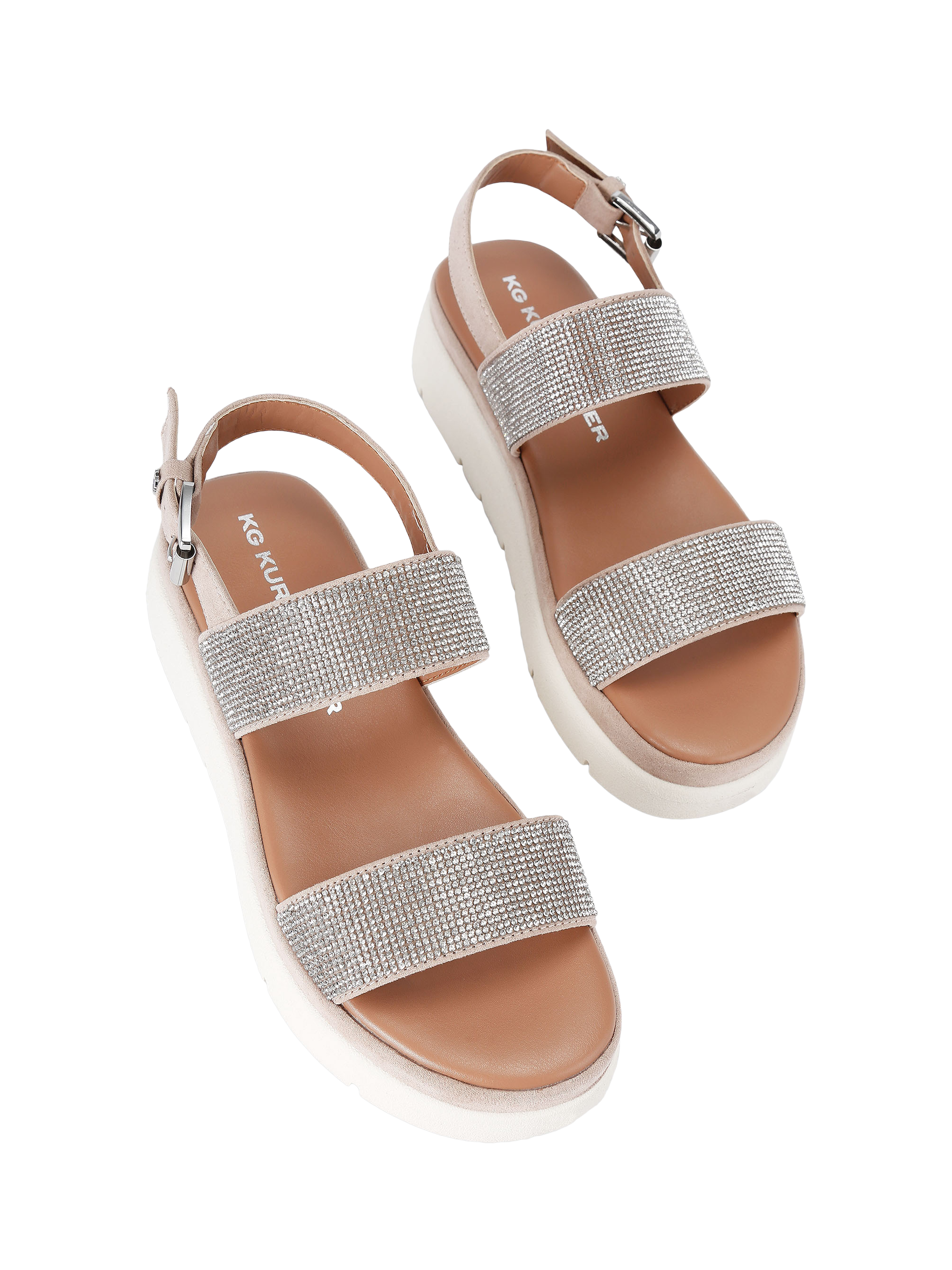 Product image 3 of 4, which shows KG Kurt Geiger Daisy Gem Footbed Sandals, Silver, 3