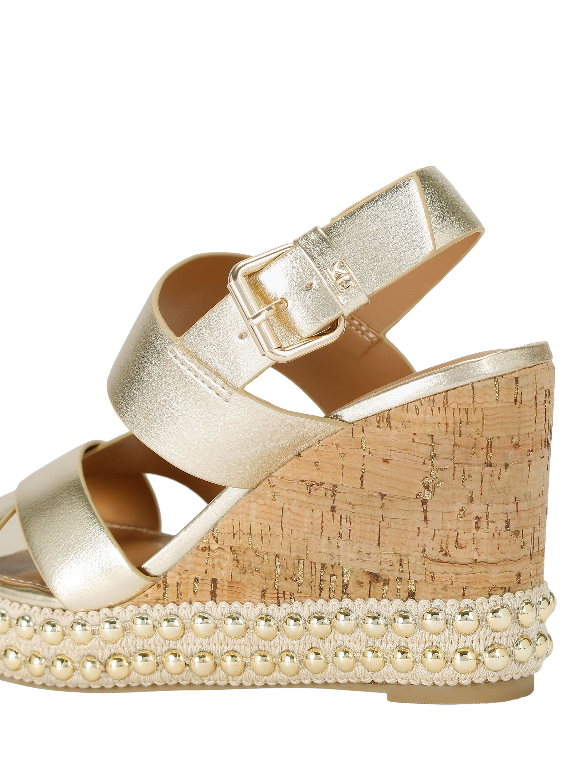 Product image 4 of 5, which shows KG Kurt Geiger Pearl Embellished Wedge Heel Espadrille Sandals, Gold, 3