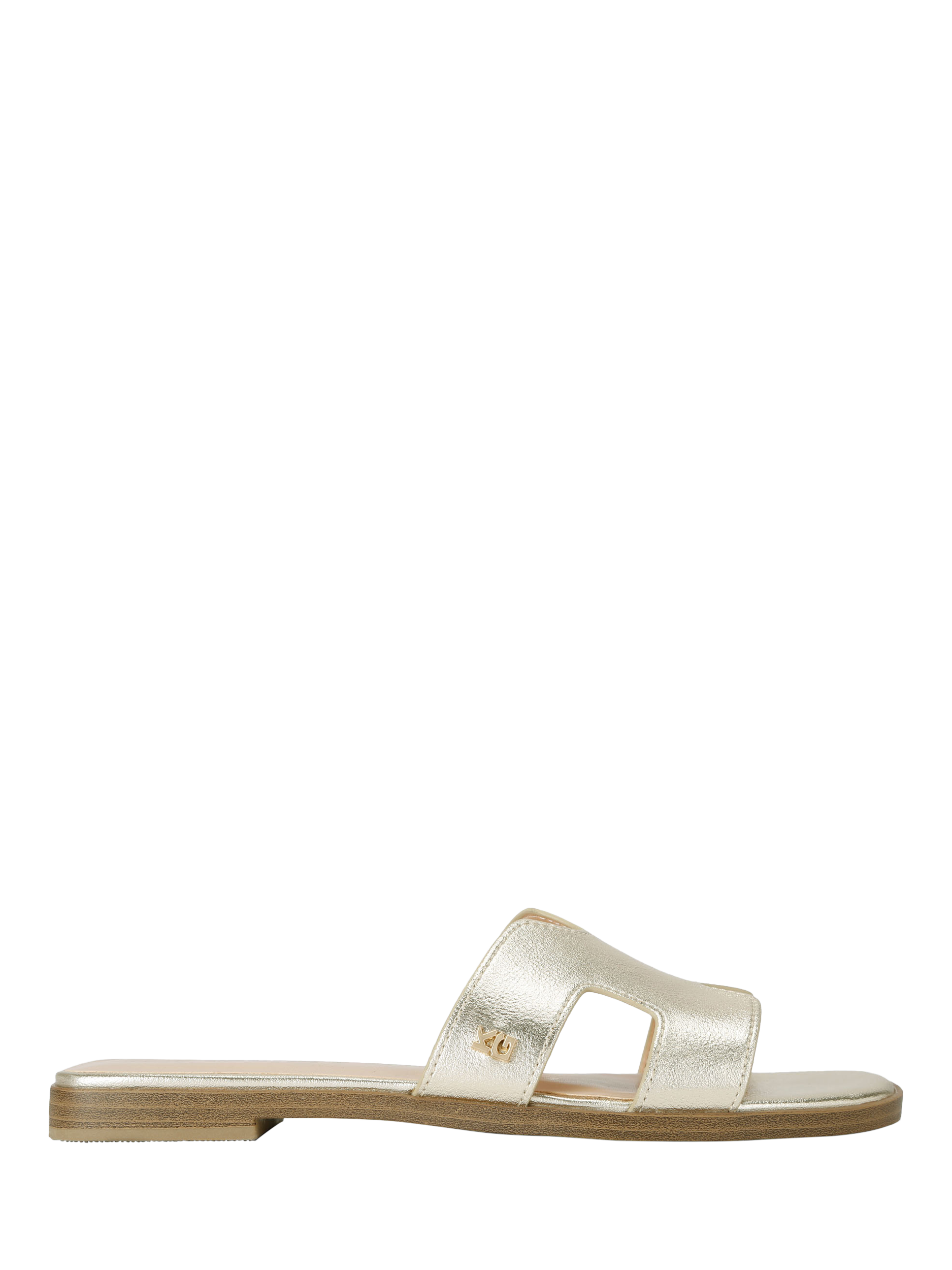 Product image 1 of 5, which shows KG Kurt Geiger Raven2 Slider Sandals, Gold, 3