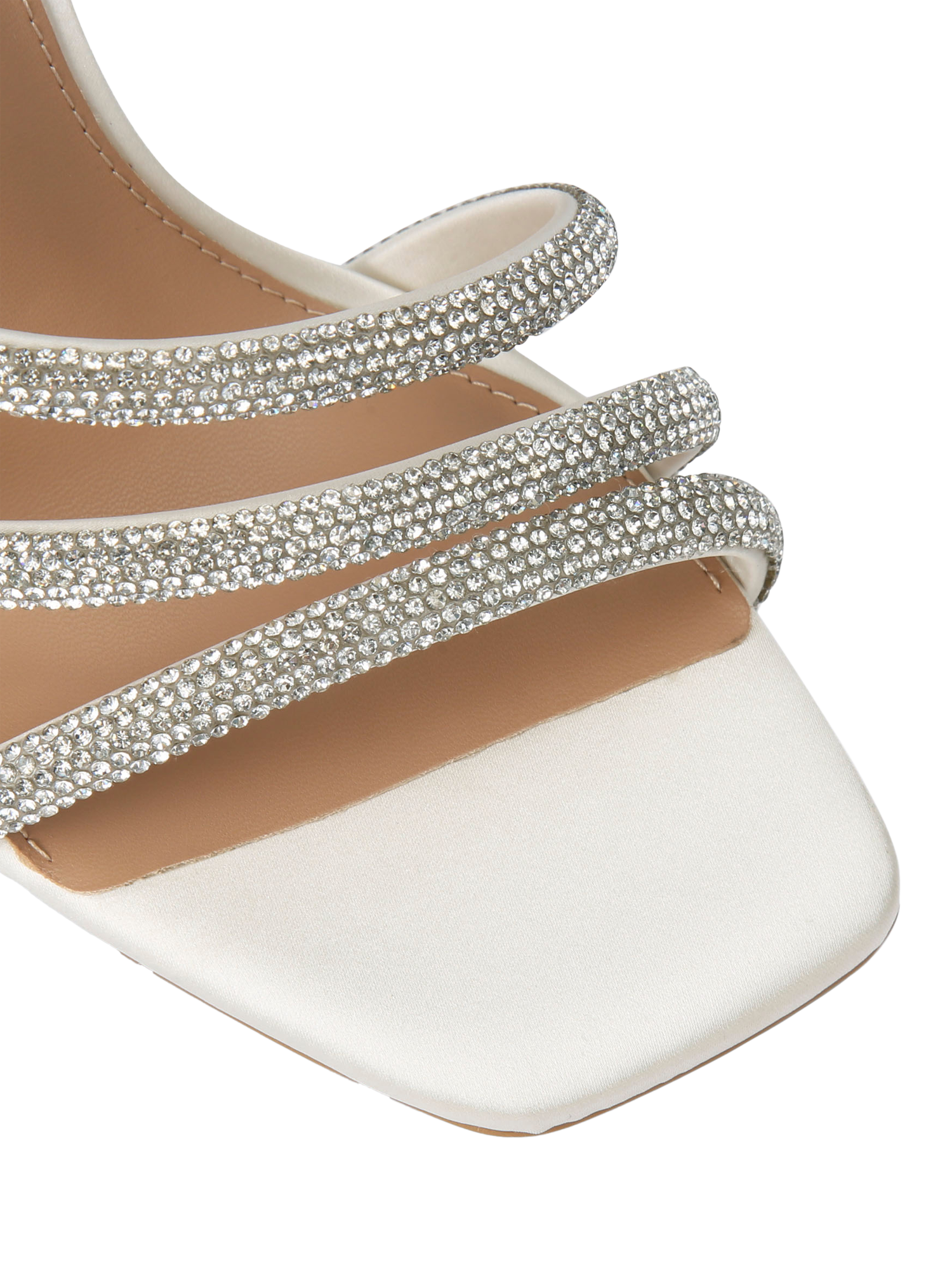 Product image 5 of 5, which shows KG Kurt Geiger Savanna Crystal Embellished Strappy Heeled Sandals, Natural Putty, 3