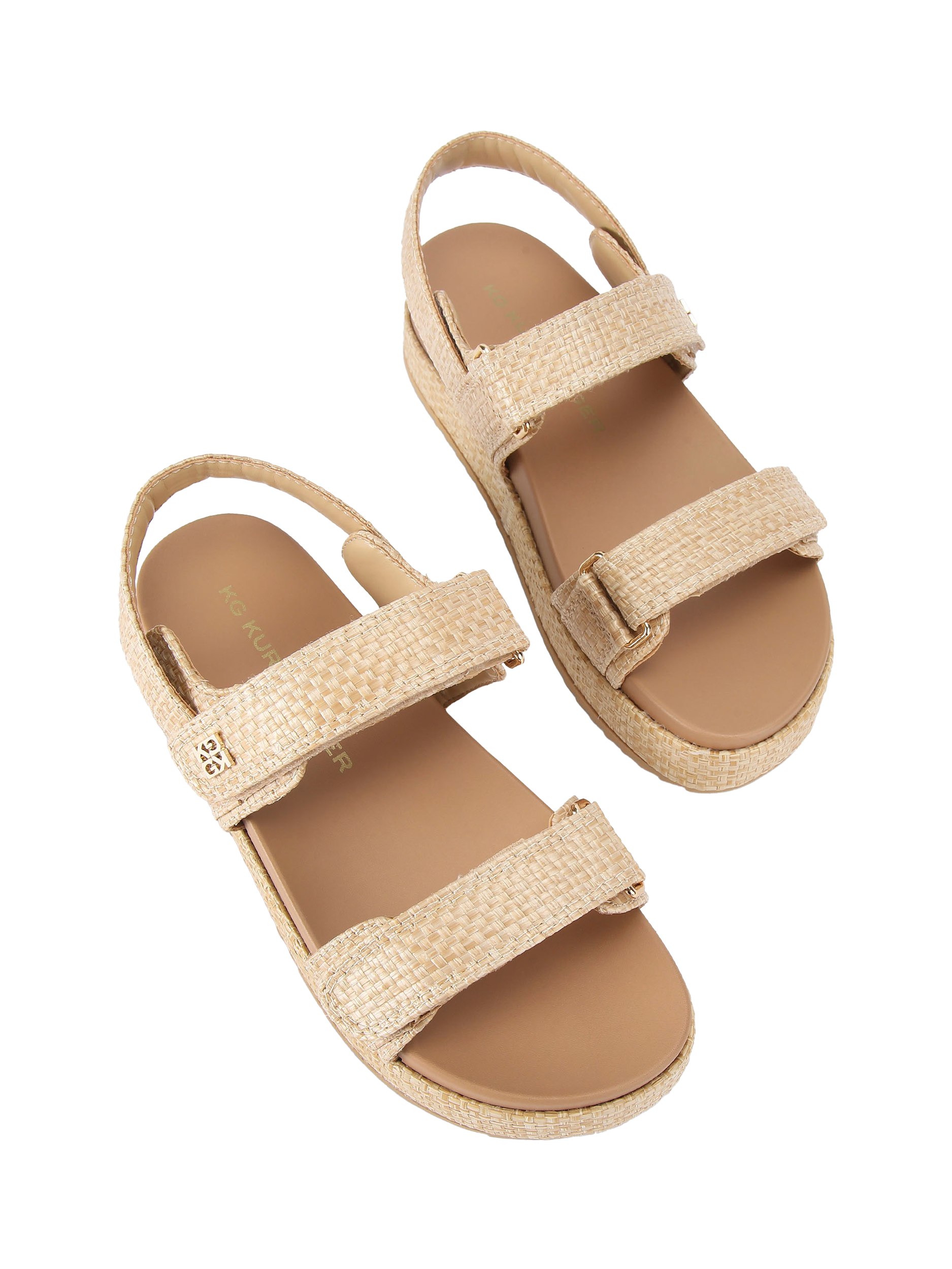 Product image 3 of 5, which shows KG Kurt Geiger Raymond Woven Double Strap Sandals, Beige, 3