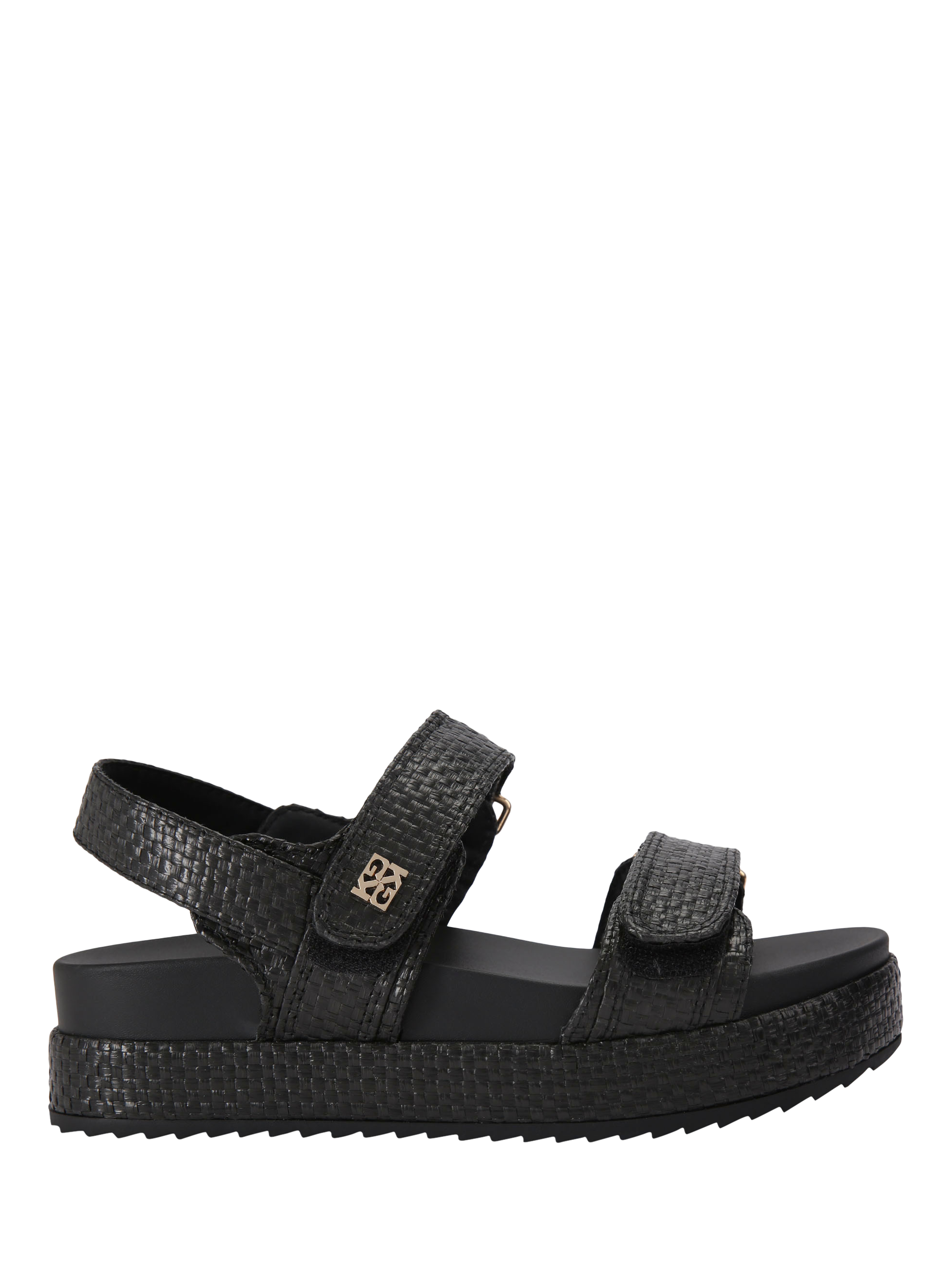 Product image 1 of 5, which shows KG Kurt Geiger Raymond2 Woven Double Strap Sandals, Black, 3