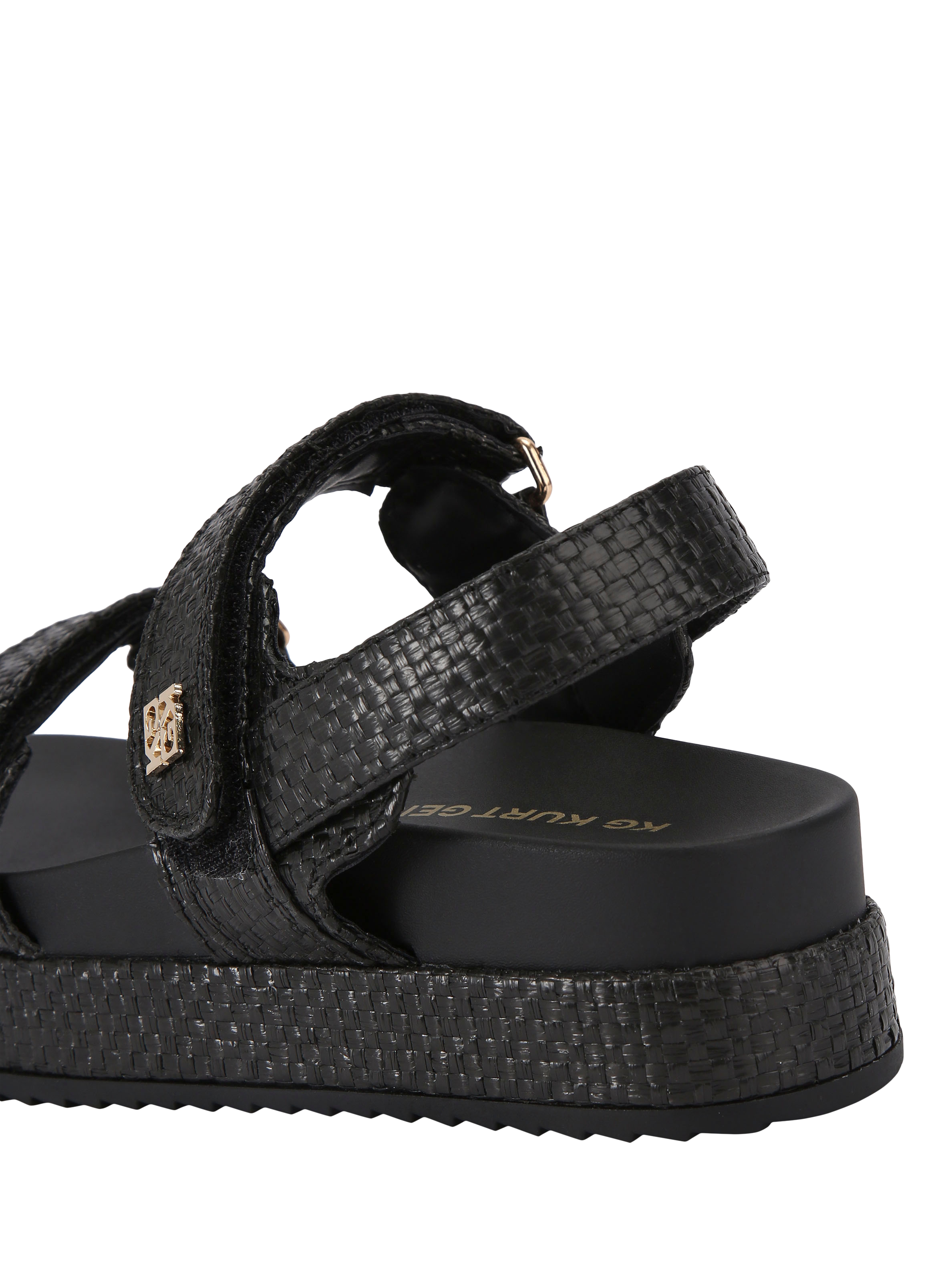 Product image 4 of 5, which shows KG Kurt Geiger Raymond2 Woven Double Strap Sandals, Black, 3
