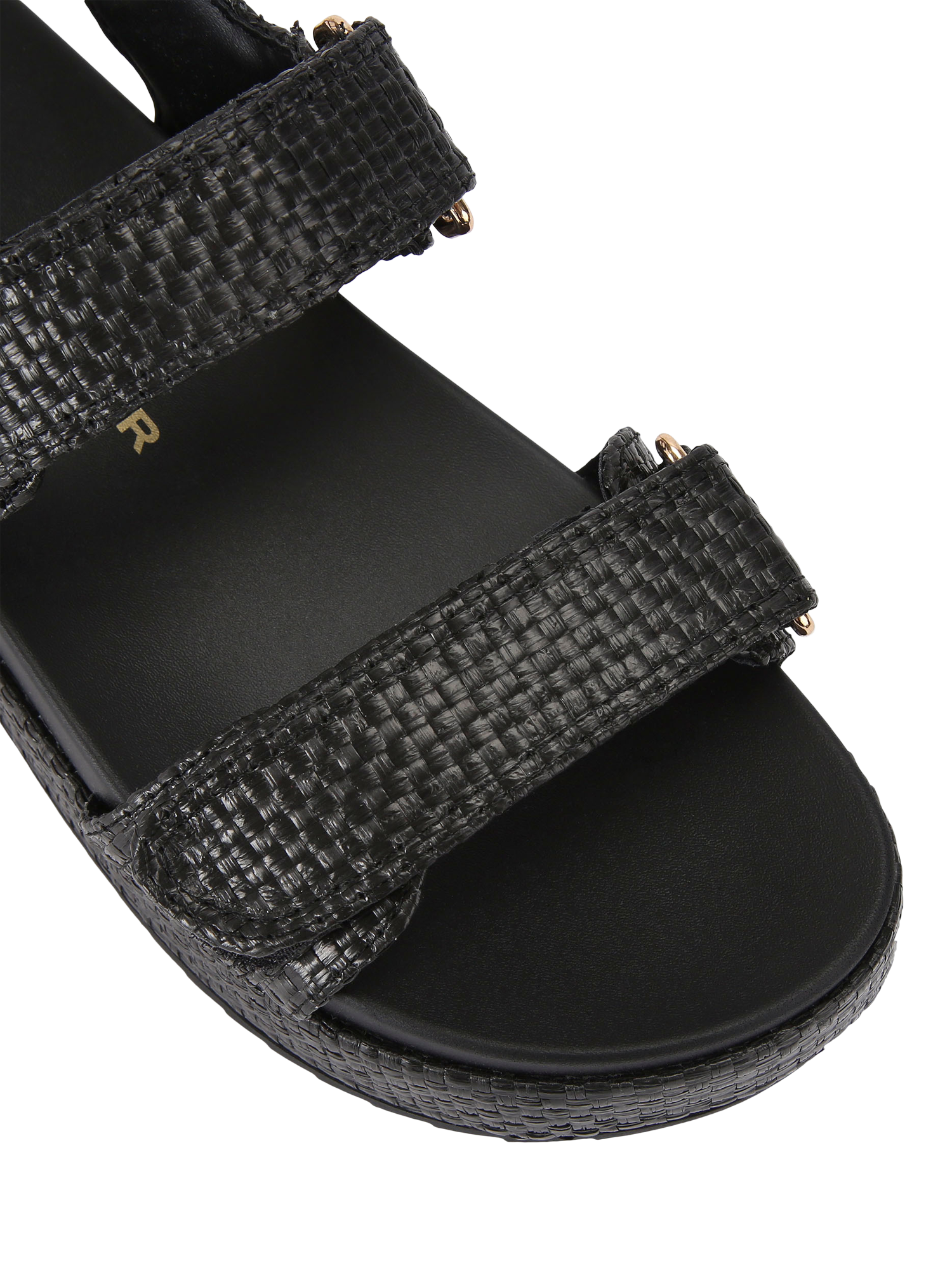 Product image 5 of 5, which shows KG Kurt Geiger Raymond2 Woven Double Strap Sandals, Black, 3