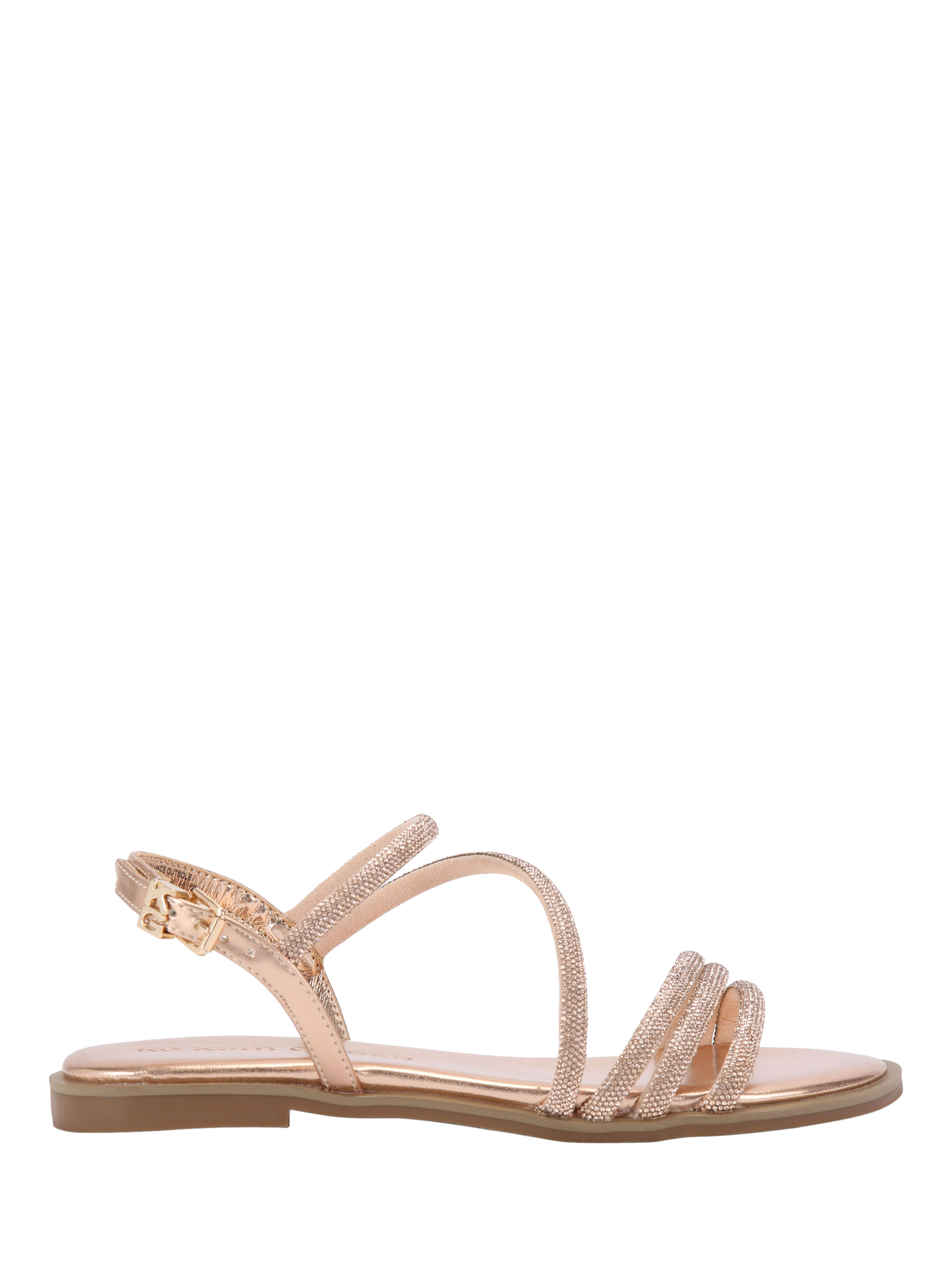 Product image 1 of 4, which shows KG Kurt Geiger Reece2 Embellished Strappy Sandals, Rose Gold, 3
