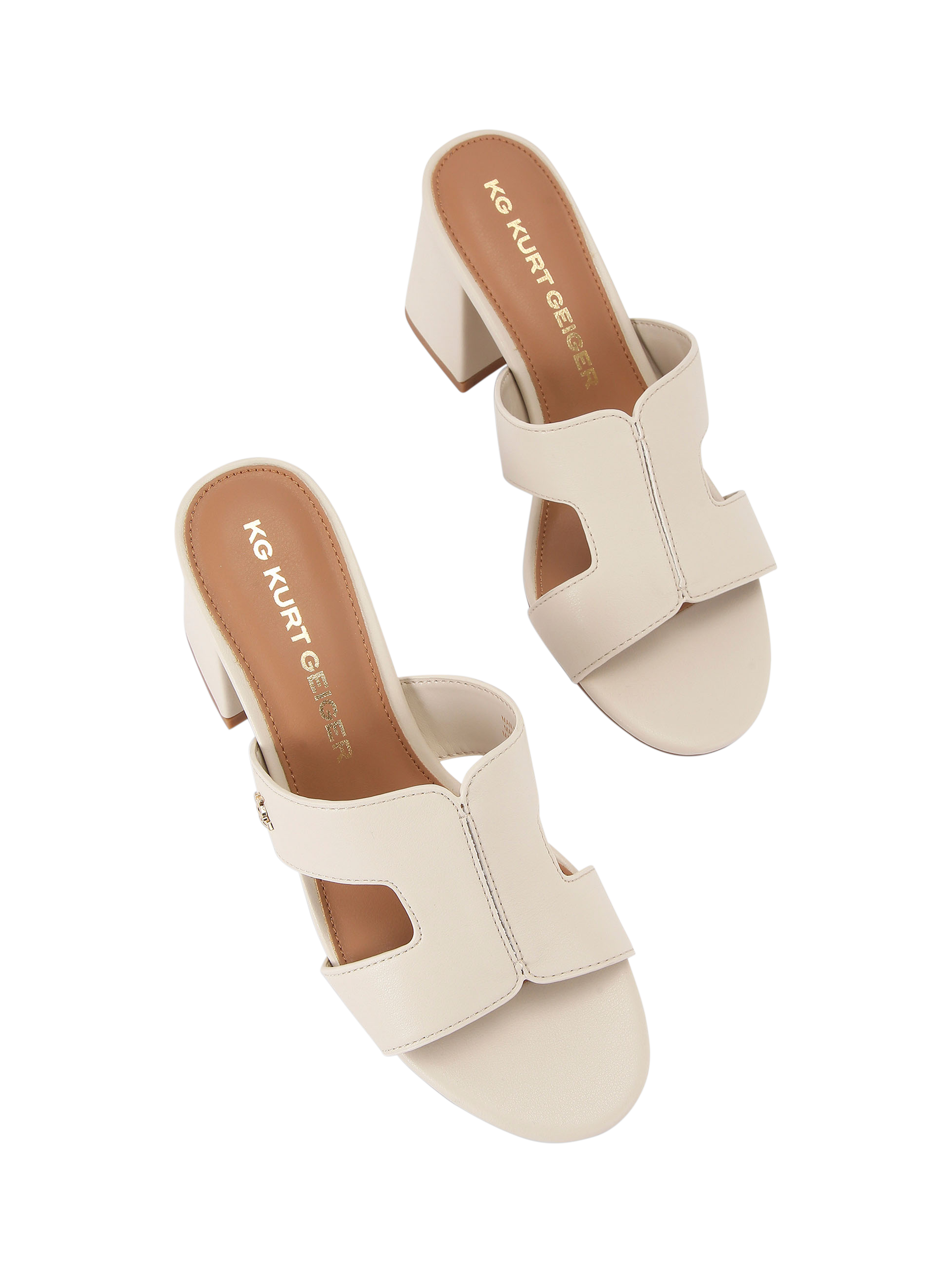 Product image 3 of 5, which shows KG Kurt Geiger Riri Block Heel Sandals, Putty, 3