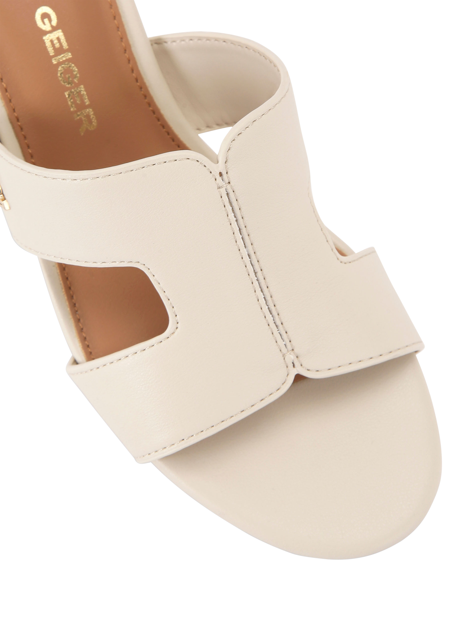 Product image 5 of 5, which shows KG Kurt Geiger Riri Block Heel Sandals, Putty, 3