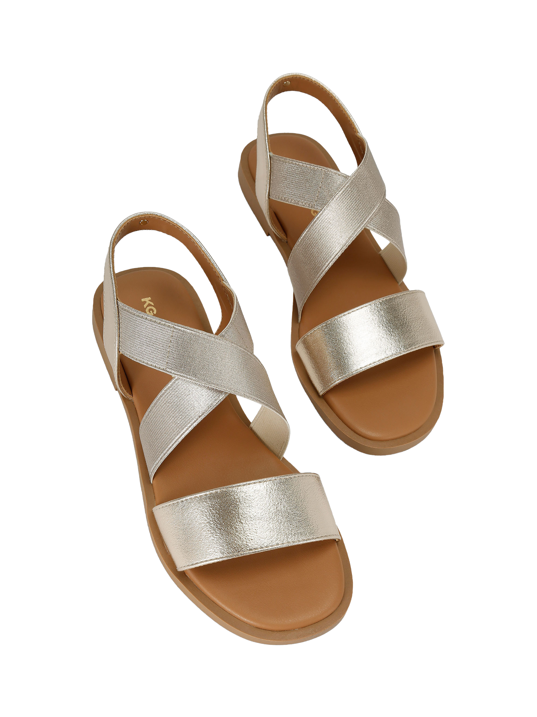 Product image 3 of 5, which shows KG Kurt Geiger Romane Strappy Footbed Sandals, Gold, 3