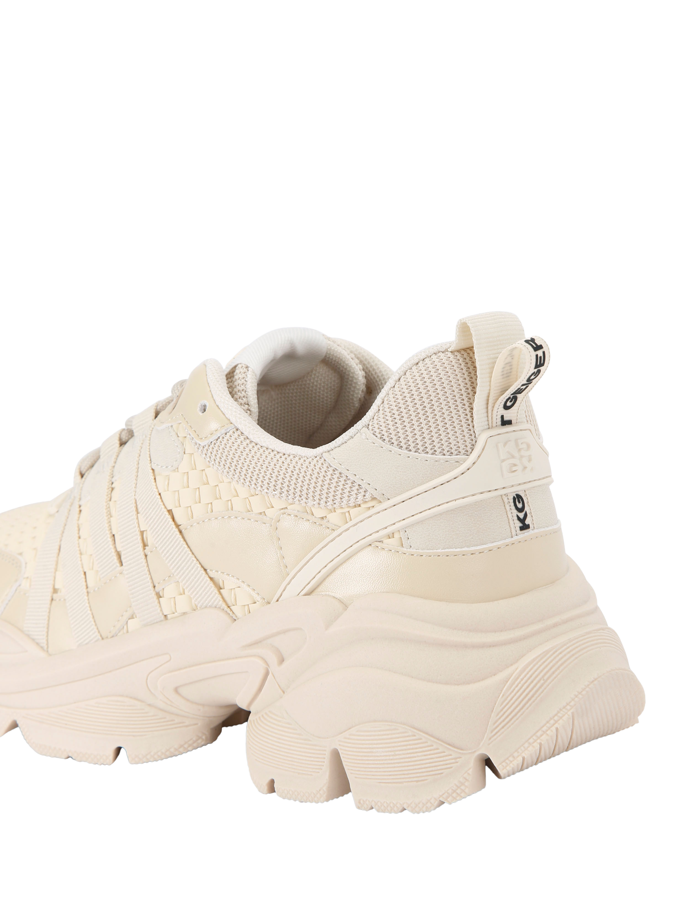 Product image 4 of 4, which shows KG Kurt Geiger Laya Weave Lace Up Trainers, Cream, 3