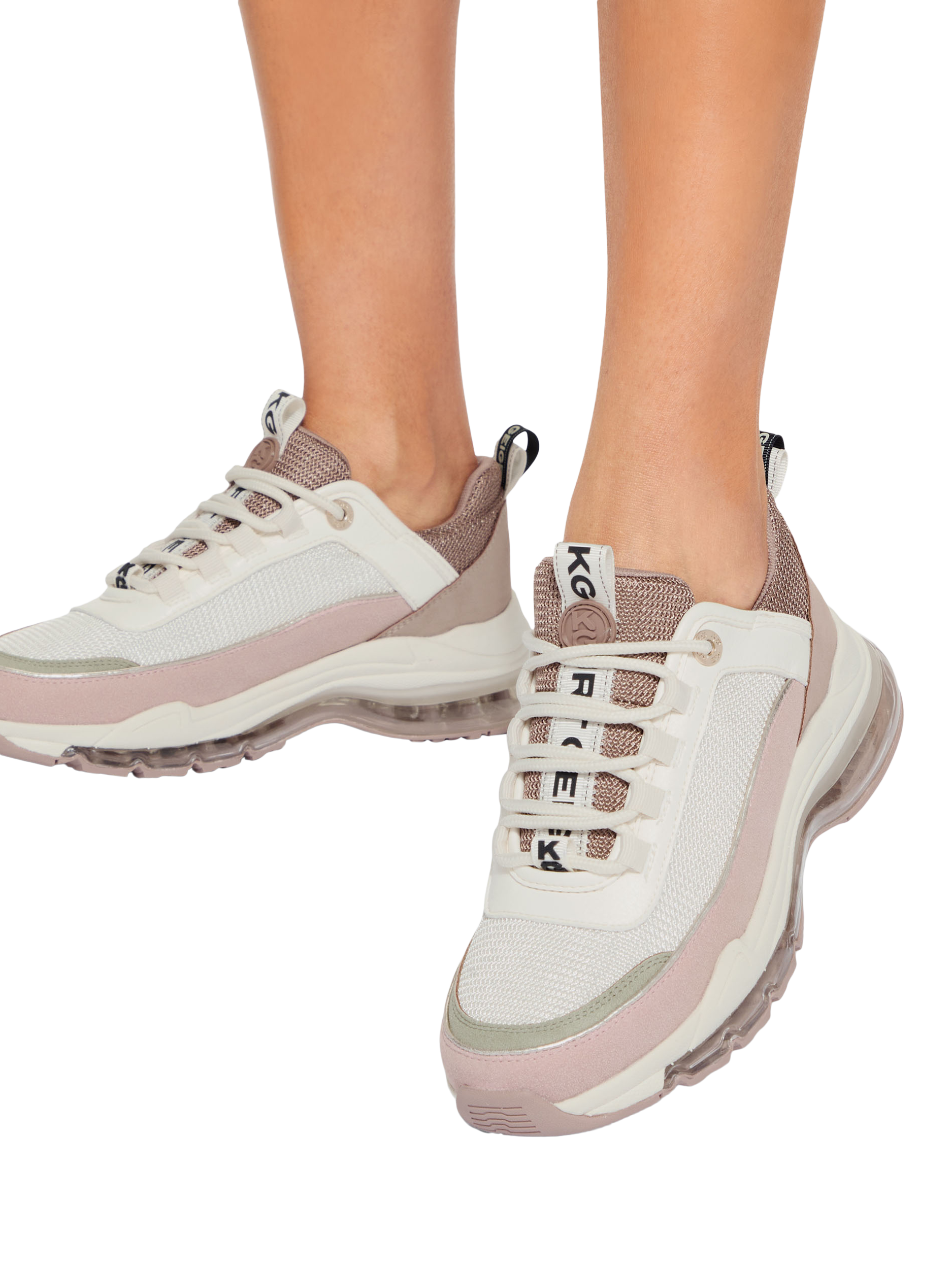 Product image 2 of 5, which shows KG Kurt Geiger Legit Lace Up 2 Chunky Trainers, Pink/Multi, 3