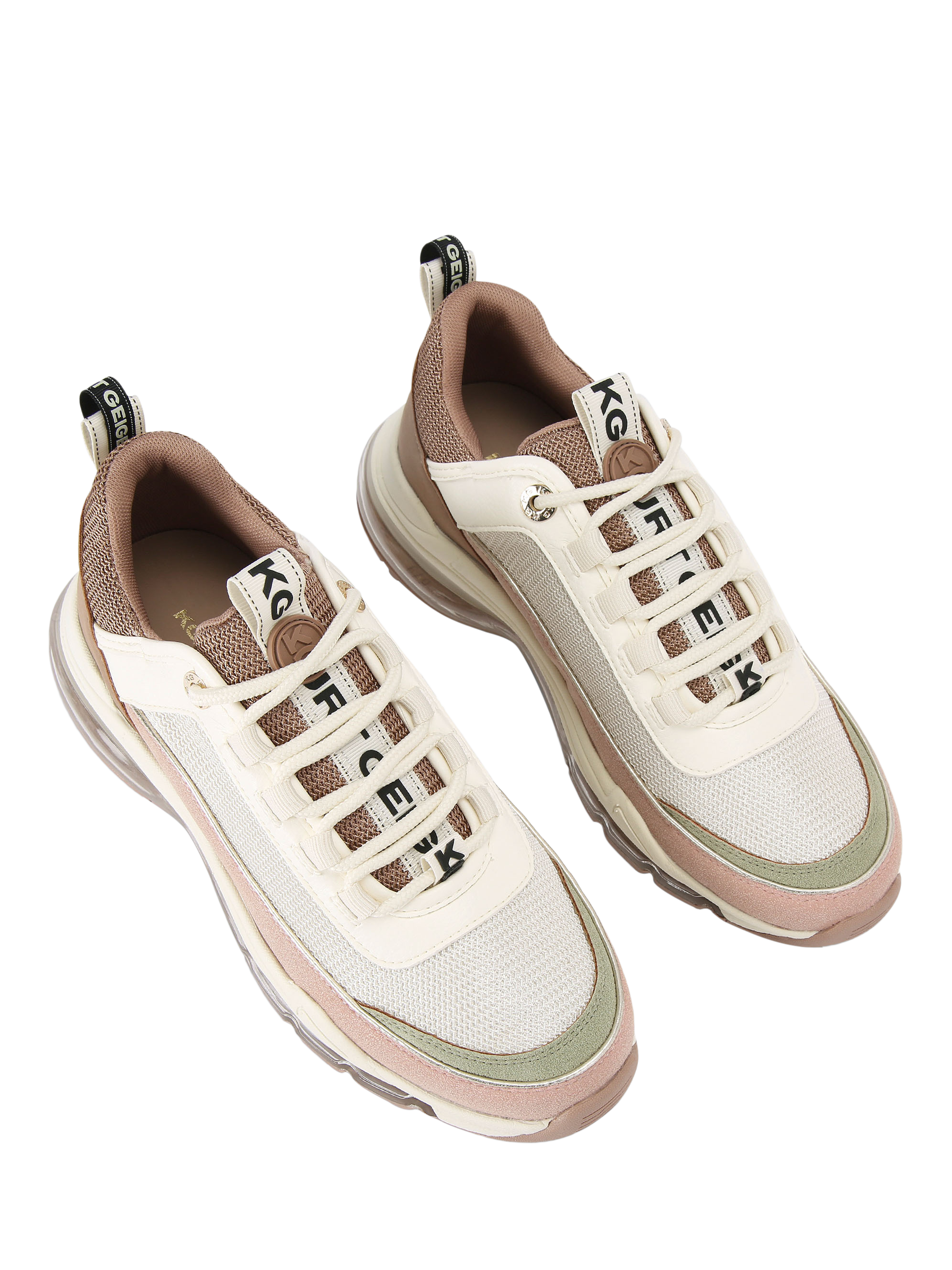 Product image 3 of 5, which shows KG Kurt Geiger Legit Lace Up 2 Chunky Trainers, Pink/Multi, 3