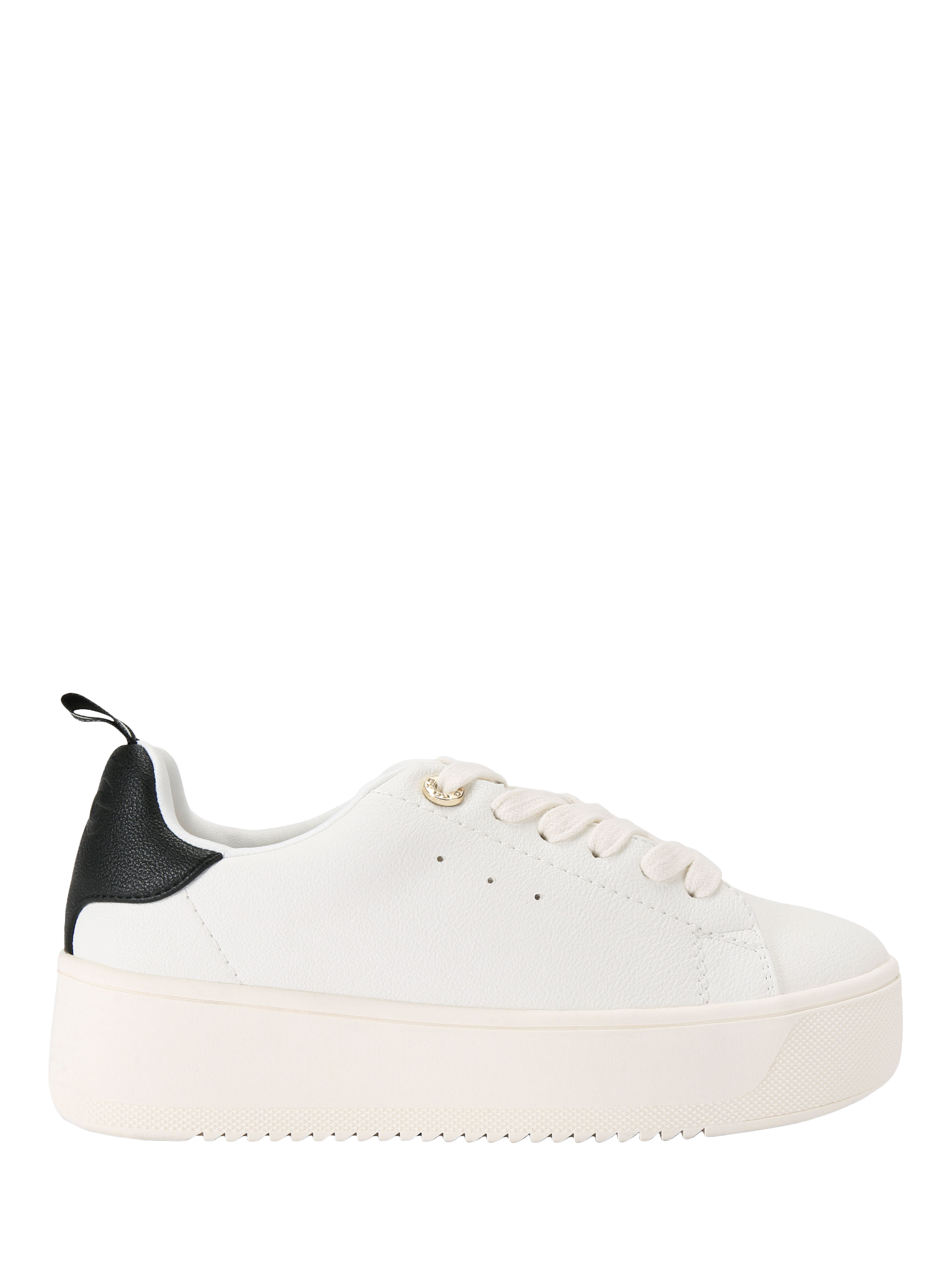 Product image 1 of 5, which shows KG Kurt Geiger Lighter Lace Up Flatform Trainers, White, 3
