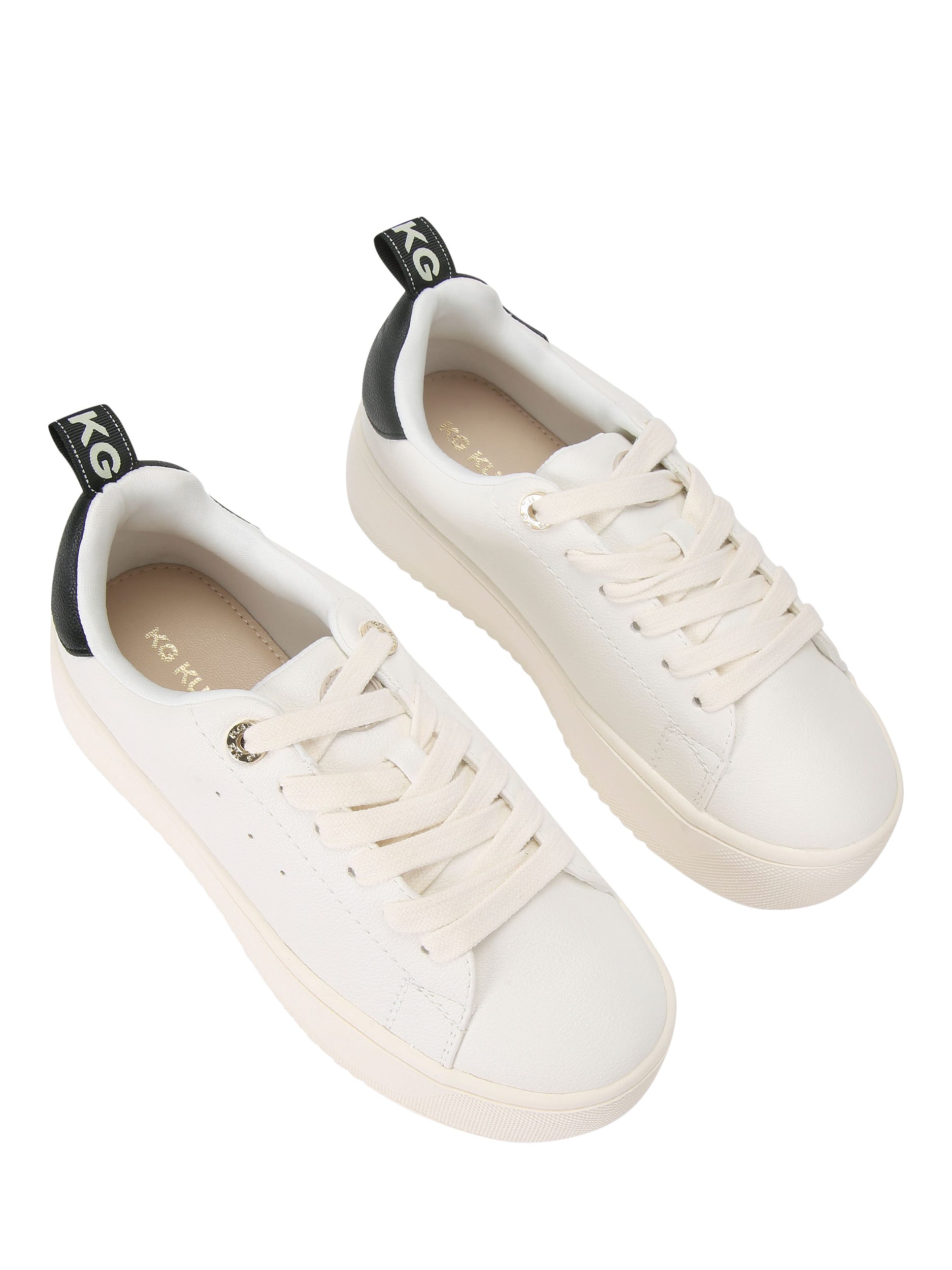 Product image 3 of 5, which shows KG Kurt Geiger Lighter Lace Up Flatform Trainers, White, 3