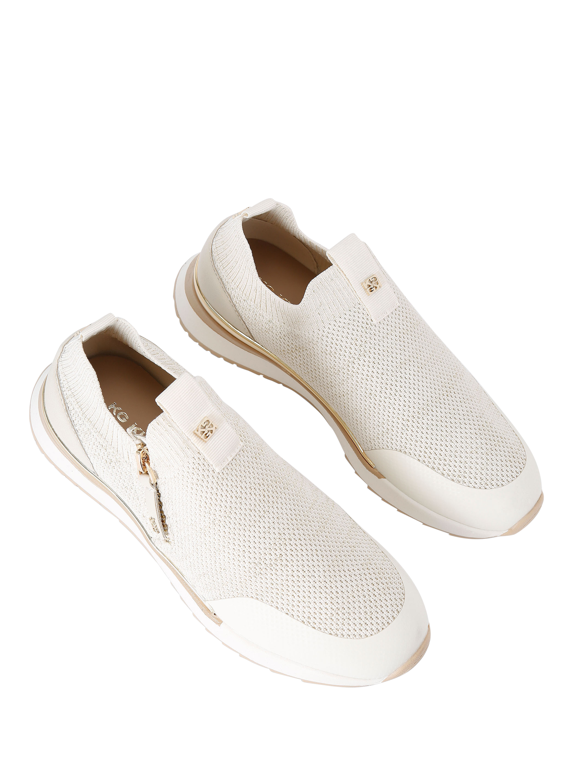 Product image 3 of 4, which shows KG Kurt Geiger List Knit Trainers, Gold, 3