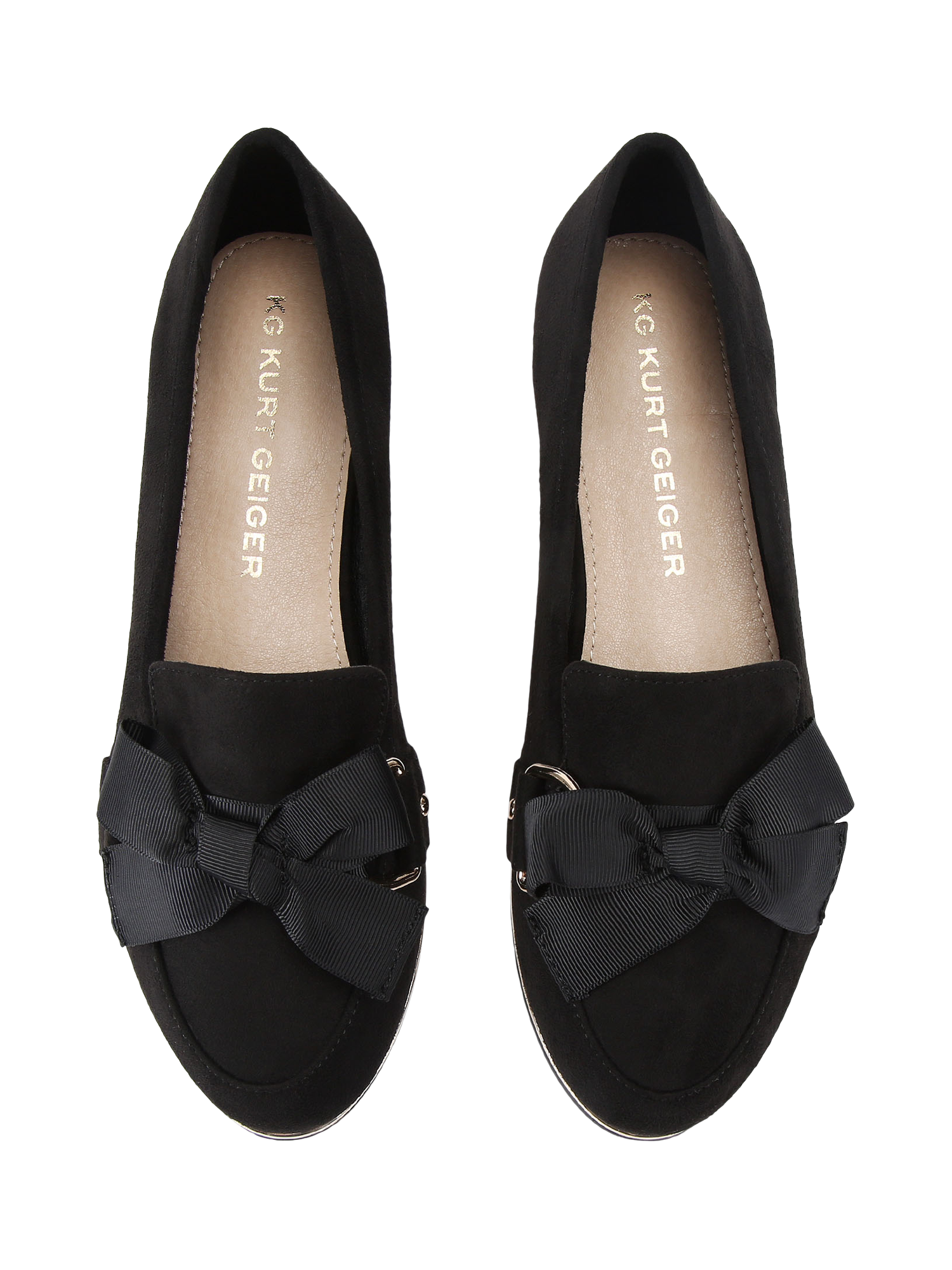 Product image 2 of 4, which shows KG Kurt Geiger Mable3 Bow Suedette Ballerina Pumps, Black, 3